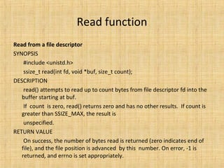 Read Fd Example Introduction to System Calls | PPT