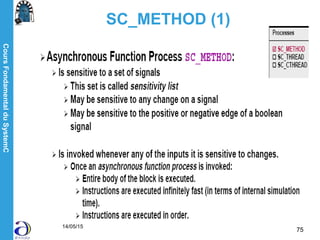 CoursFondamentalduSystemC
14/05/15
75
SC_METHOD (1)
 