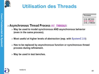 CoursFondamentalduSystemC
14/05/15
81
Utilisation des Threads
 