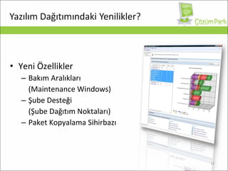 Yeni Özellikler Bakım Aralıkları  ( Maintenance Windows ) Şube Desteği  (Şube Dağıtım Noktaları) Paket Kopyalama Sihirbazı 