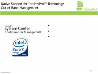 Native Support for Intel ®  vPro™ Technology  Out-of-Band Management Security-based management Intel ®  AMT provisioning Inventory data 
