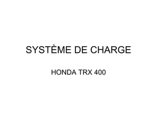 SYSTÈME DE CHARGE HONDA TRX 400 
