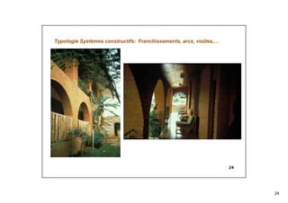 24
24
Typologie Systèmes constructifs: Franchissements, arcs, voûtes,…
 
