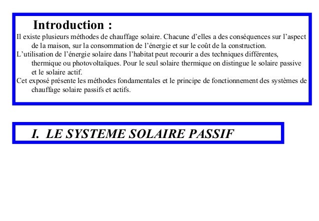 Systeme Solaire Passif