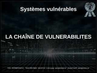 Systèmes vulnérables
LA CHAÎNE DE VULNERABILITES
 