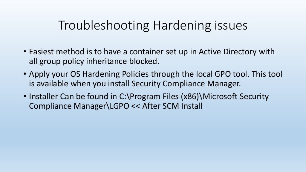 System hardening OS and Application