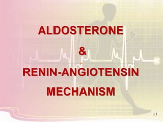 ALDOSTERONE
&
RENIN-ANGIOTENSIN
MECHANISM
21
 