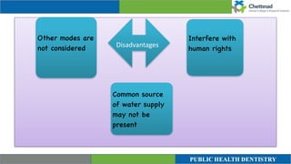 Other modes are
not considere
d

Interfere with
human right
s

Common source
of water supply
may not be
present
Disadvantages
 