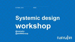 Systemic design
workshop@namahn
@shiftNGroup
OCTOBER, 2016 #RSD5
 