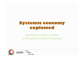 Th!nk
Vibrate…
Act→vate
UHDR 
Systemic economy
explained
From linear to systemic relations
to fully exploit the value of the economy
 