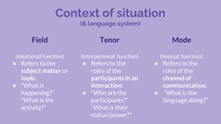 Systemic functional linguistics | PPTX