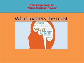 Edubridge Creative
http://edubridgelive.com
What matters the most
 