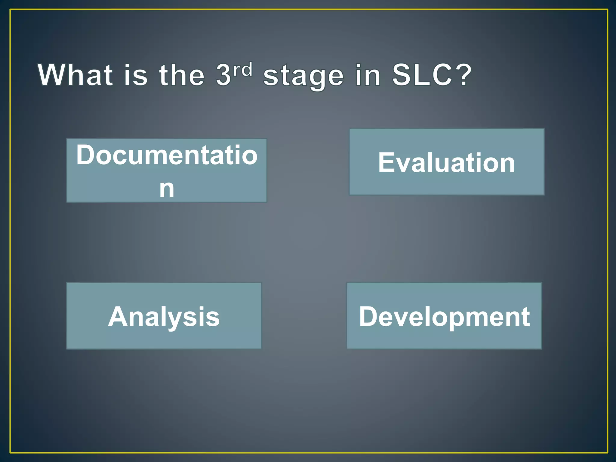 Documentatio Evaluation 
Development 
n 
Analysis 
 