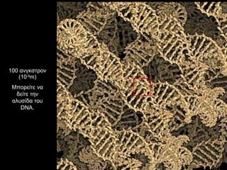 100 ανγκστρον (10 -8 m) Μπορείτε να δείτε την αλυσίδα του DNA. 