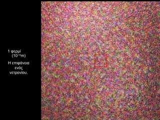 1 φερμί  (10 -15 m) Η επιφάνεια ενός νετρονίου. 