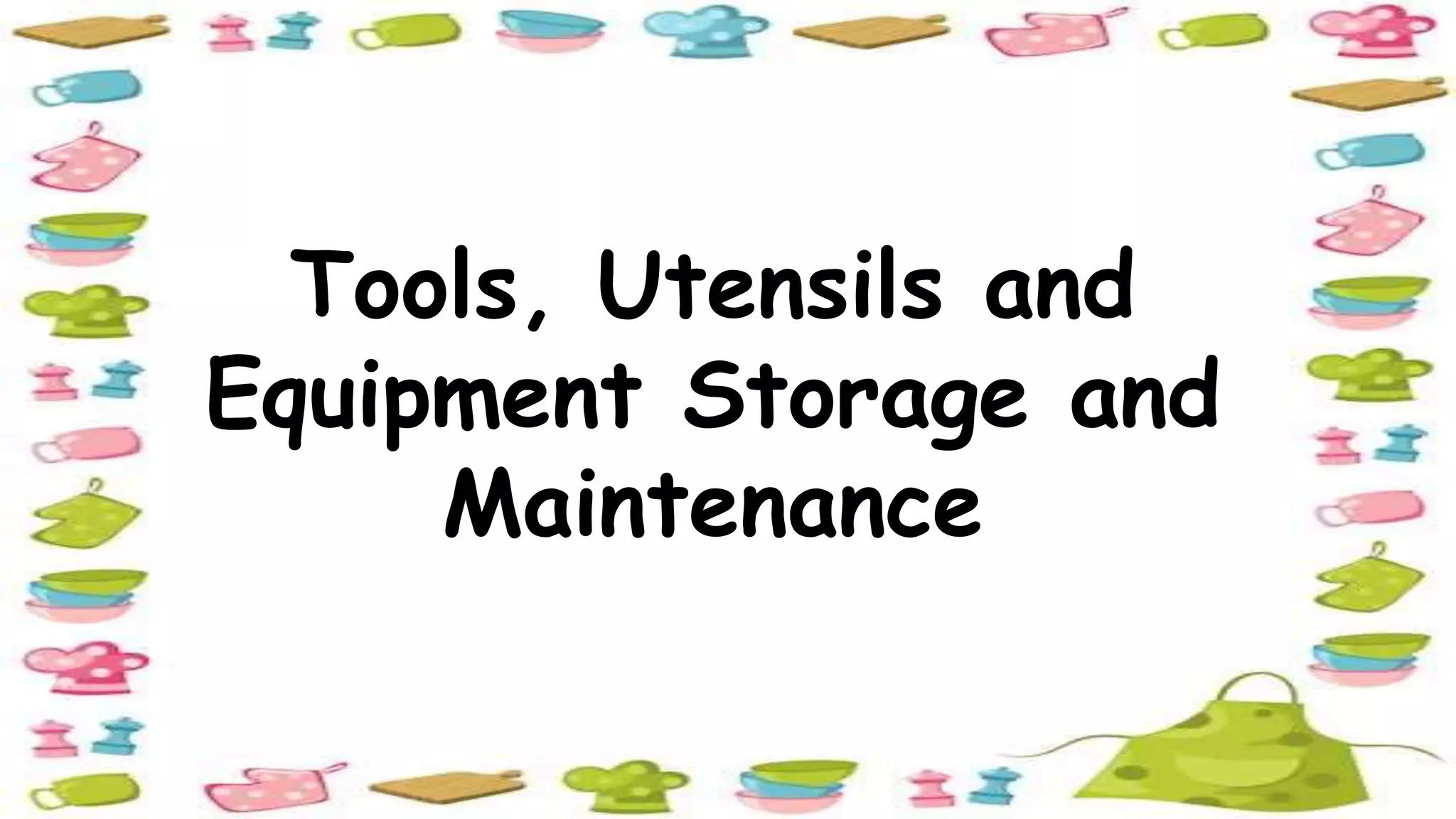 System of identifying non functional tools and equipment PPT