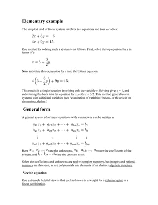 System of linear equations