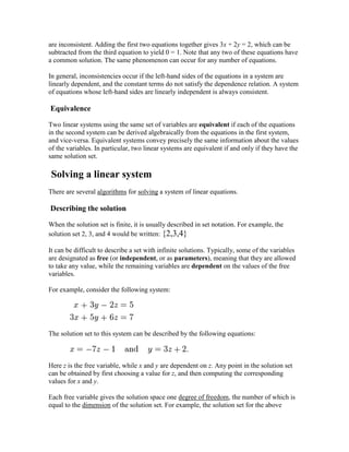 System of linear equations