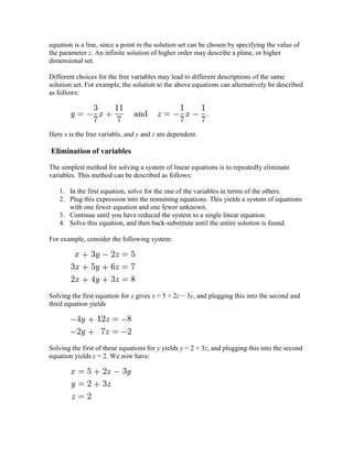 System of linear equations