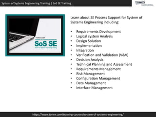 System of Systems Engineering Training - SoS SE Training - Tonex ...