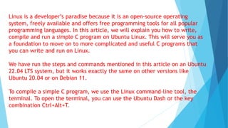 How to run C Program in Linux | PPTX | Operating Systems | Computer ...