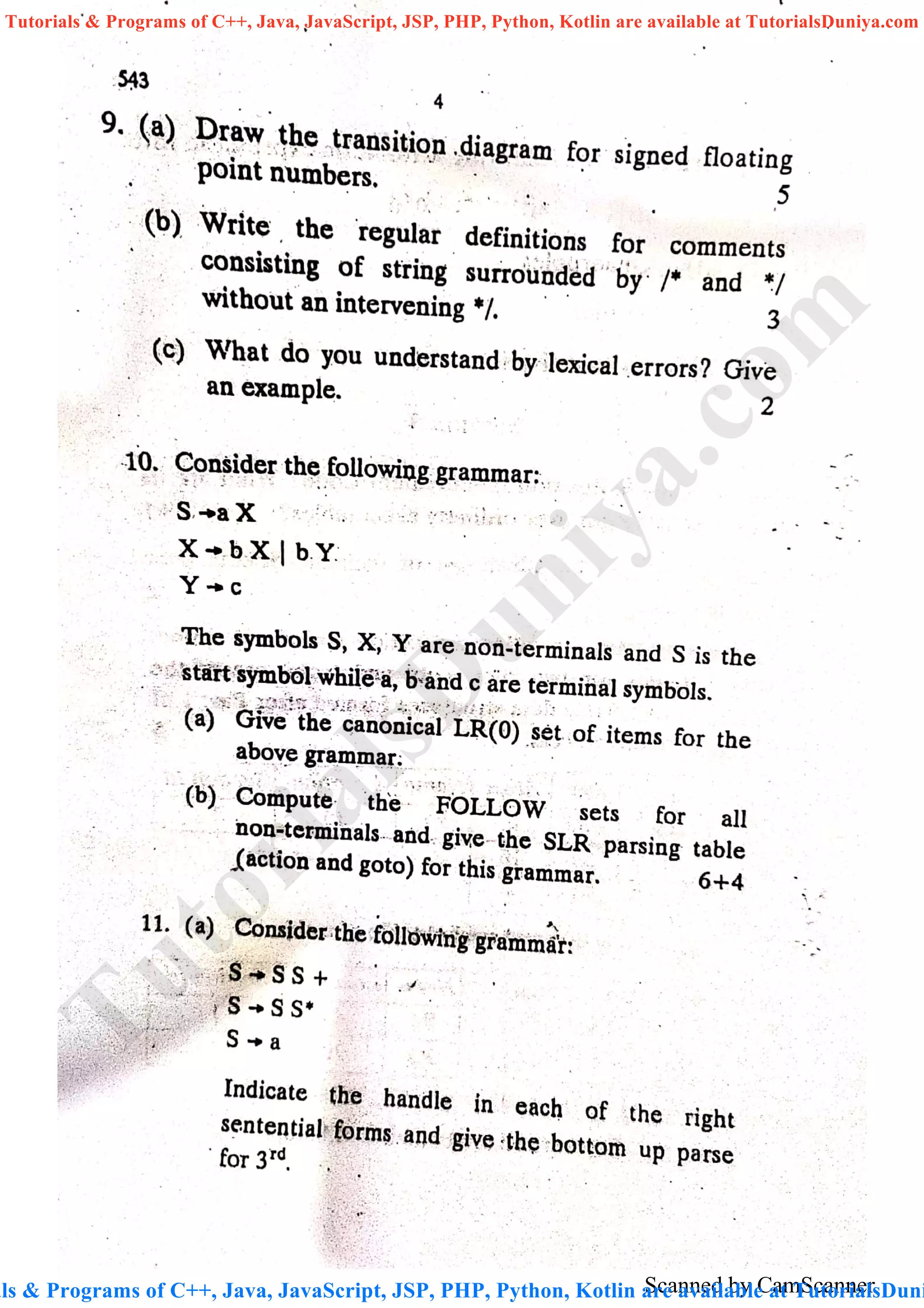 Scanned by CamScanner
TutorialsD
uniya.com
als & Programs of C++, Java, JavaScript, JSP, PHP, Python, Kotlin are available at TutorialsDuni
Tutorials & Programs of C++, Java, JavaScript, JSP, PHP, Python, Kotlin are available at TutorialsDuniya.com