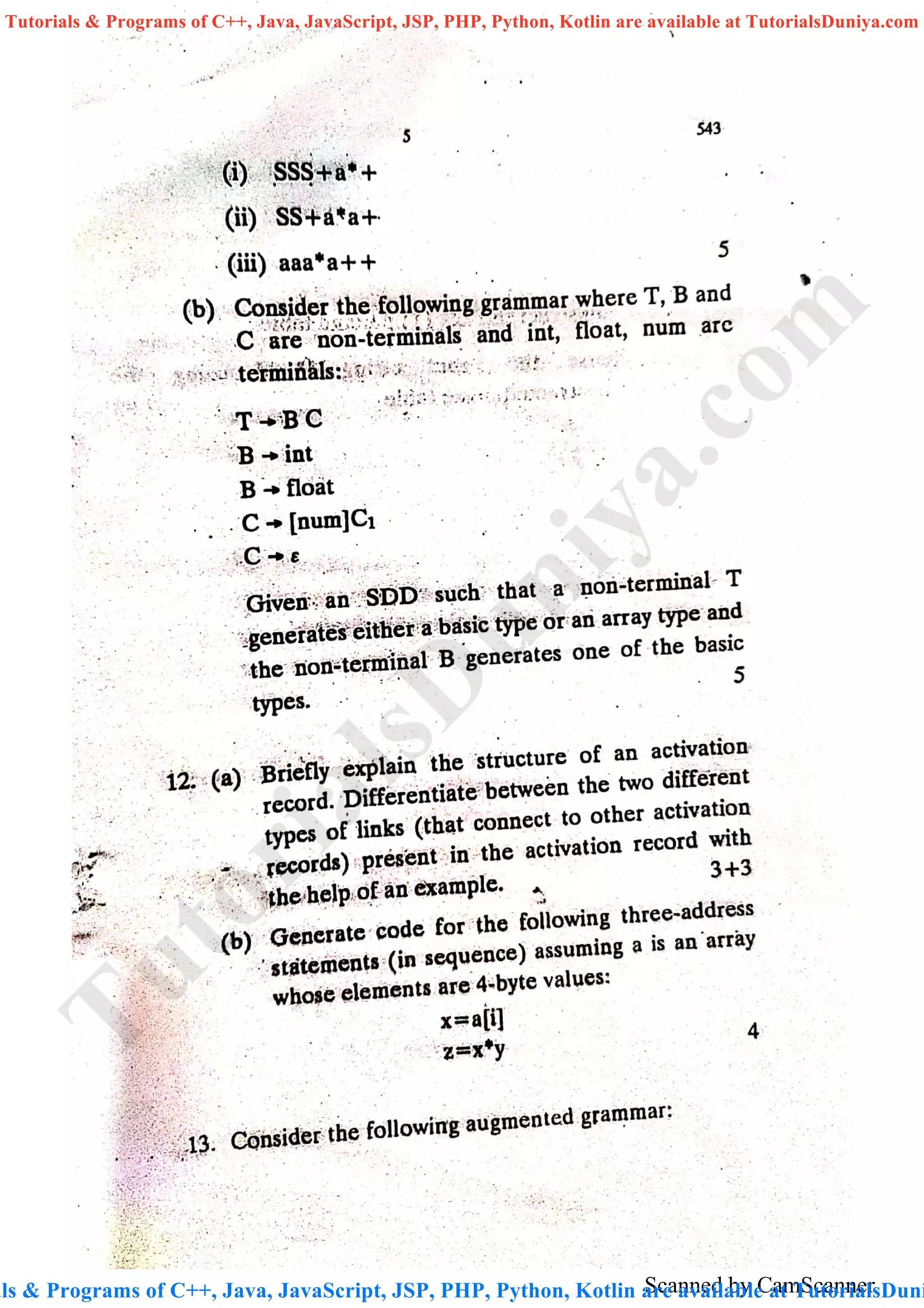 Scanned by CamScanner
TutorialsD
uniya.com
als & Programs of C++, Java, JavaScript, JSP, PHP, Python, Kotlin are available at TutorialsDuni
Tutorials & Programs of C++, Java, JavaScript, JSP, PHP, Python, Kotlin are available at TutorialsDuniya.com