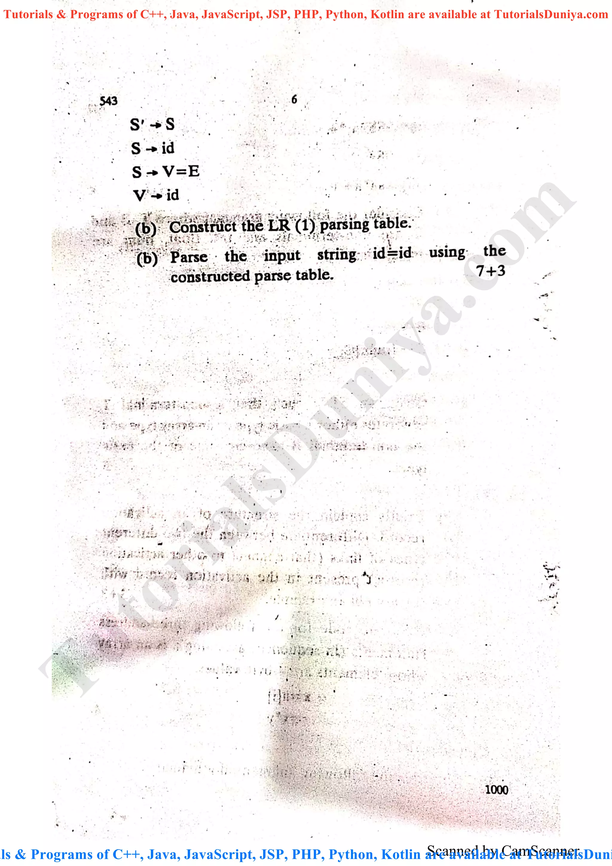 Scanned by CamScanner
TutorialsD
uniya.com
als & Programs of C++, Java, JavaScript, JSP, PHP, Python, Kotlin are available at TutorialsDuni
Tutorials & Programs of C++, Java, JavaScript, JSP, PHP, Python, Kotlin are available at TutorialsDuniya.com