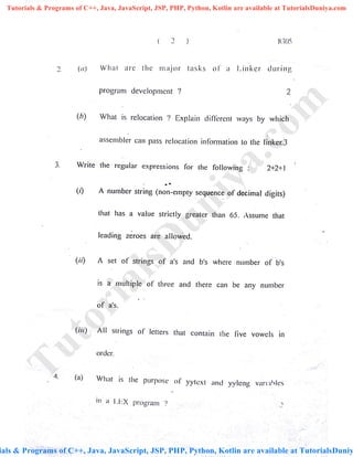 System programming question paper 2016 tutorialsduniya | PDF