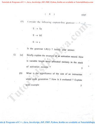 System programming question paper 2016 tutorialsduniya | PDF