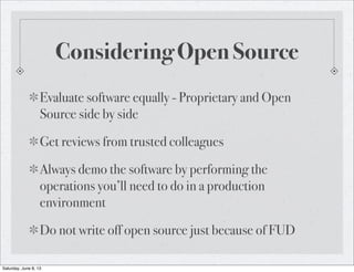 Considering Open Source
Evaluate software equally - Proprietary and Open
Source side by side
Get reviews from trusted coll...