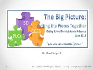 Dr. Marci Shepard




Dr. Marci Shepard  Orting School District  Teaching, Learning & Assessment  2012
 