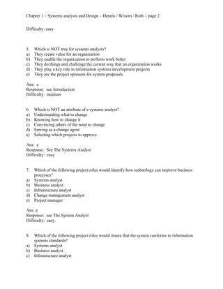 Question Bank for Systems Analysis and Design (5th Edition ...