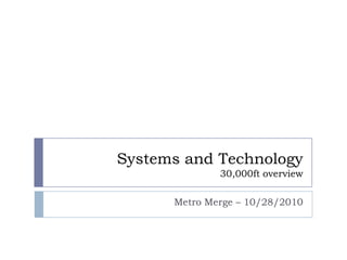 Systems and Technology30,000ft overview Metro Merge – 10/28/2010 