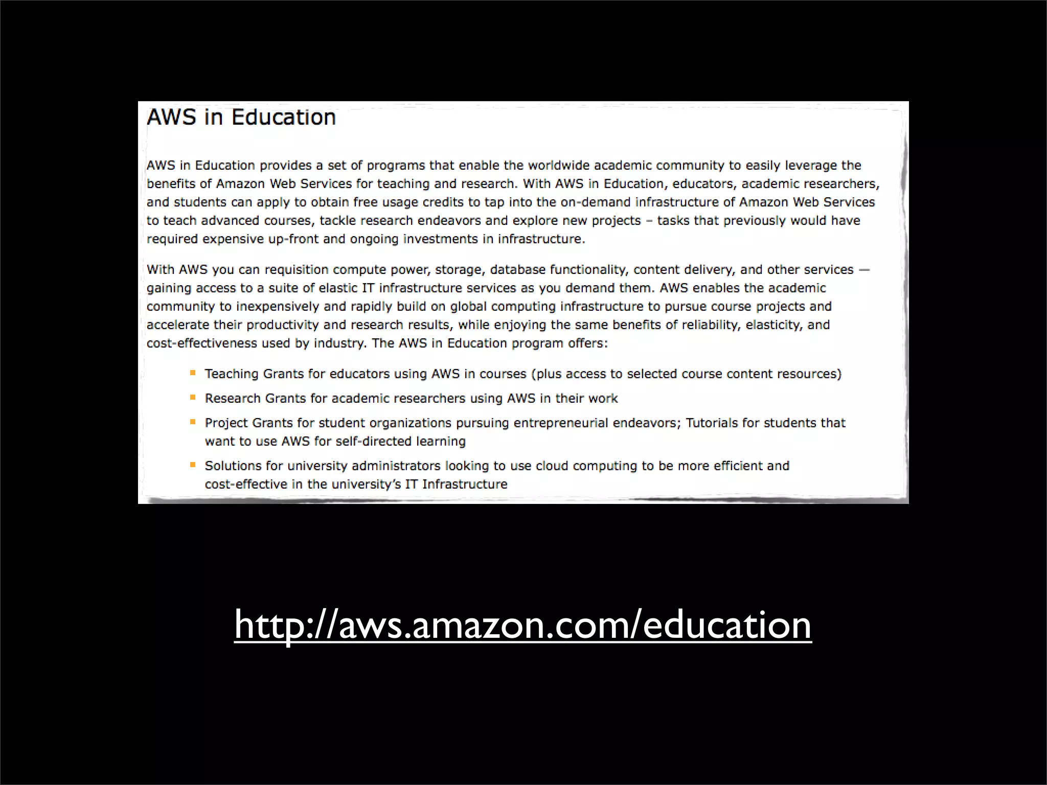 http://aws.amazon.com/education
 