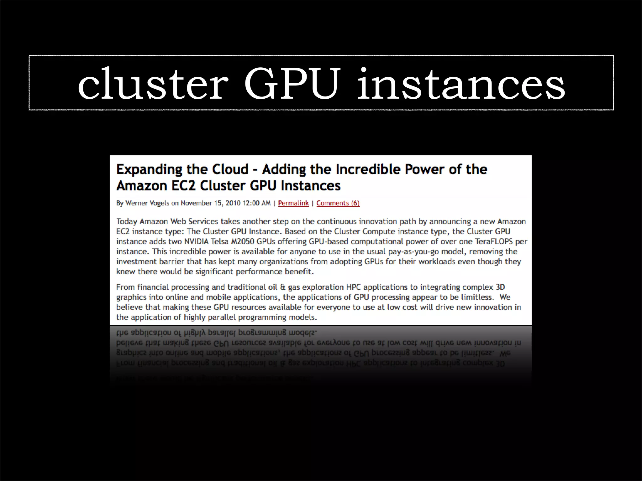 cluster GPU instances
 