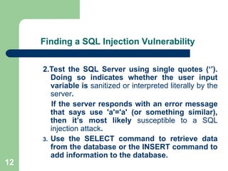 System Security.ppt sq injectio attack, common attack in web base ...