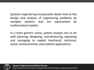 Systems Engineering Professional Certification, Systems Engineering ...