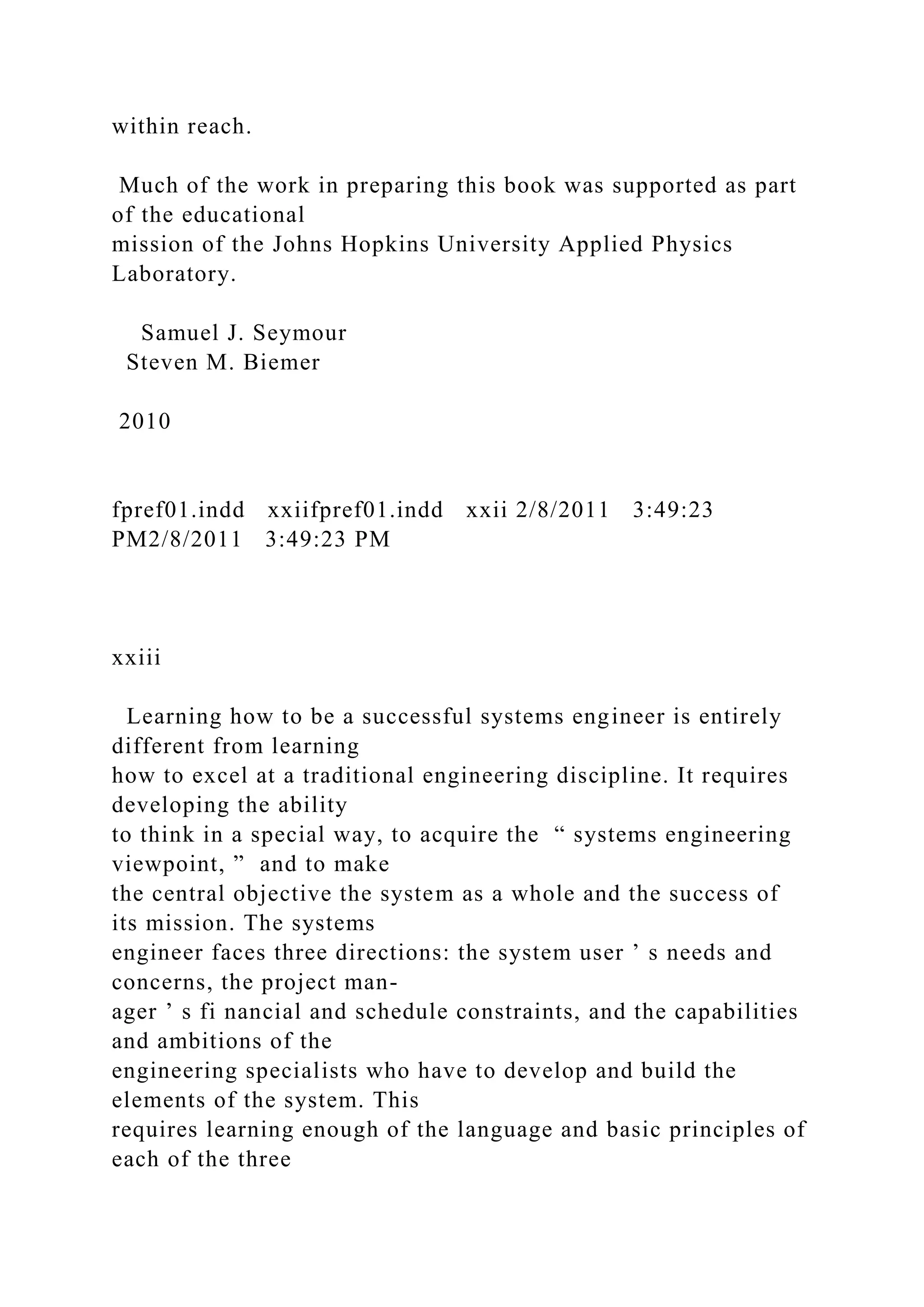 Systems Engineering Principles And Practicesecond Edit Docx Systems Engineering Principles And Practicesecond Edit Docx