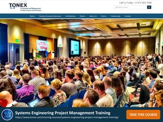 TAKE THIS COURSESystems Engineering Project Management Training
https://www.tonex.com/training-courses/systems-engineering-project-management-training/
 