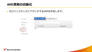 AMI更新の自動化
EC2インスタンスにアタッチするIAMを作成します。
131
 