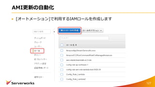AMI更新の自動化
[オートメーション]で利用するIAMロールを作成します
127
 