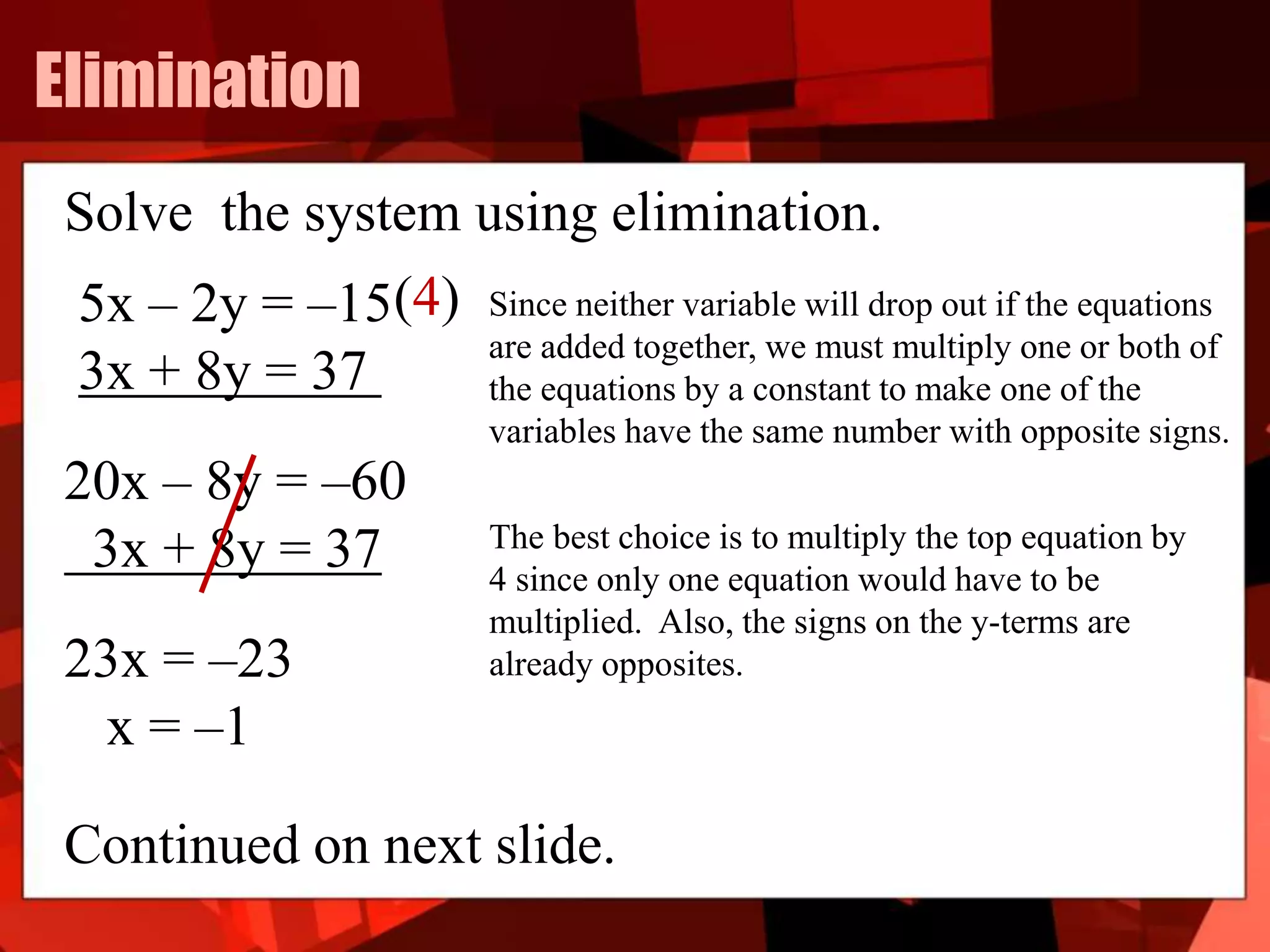 Systems of equations alg1 | PPTX
