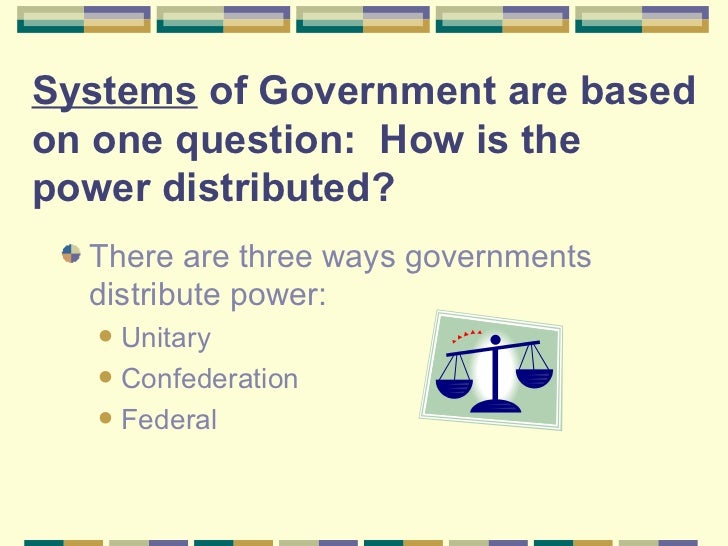 Systems Of Government Powerpoint (Unitary, Confederation, Federal)