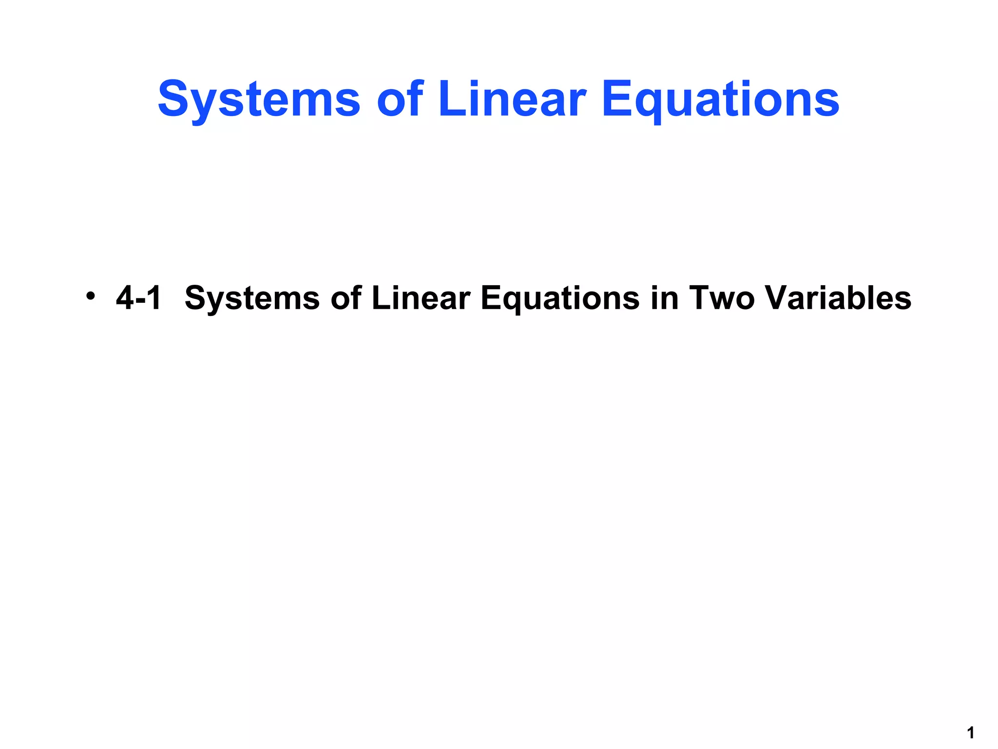 Systems of Linear Equations | PPT