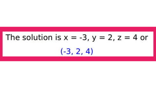Systems of linear equations in three variables | PDF | Physics | Science