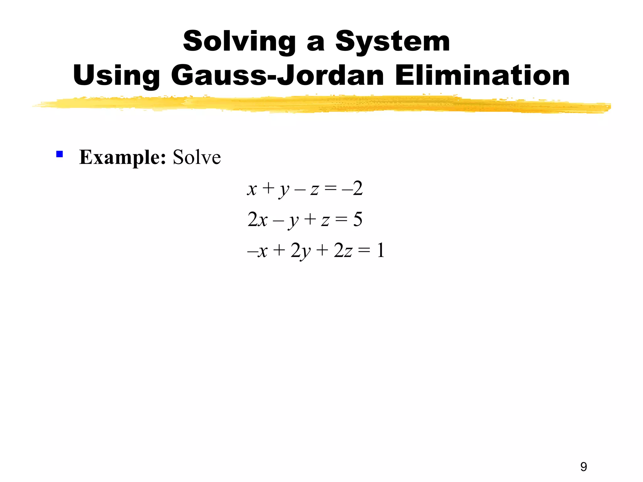 Systems of linear equations; matrices | PPT