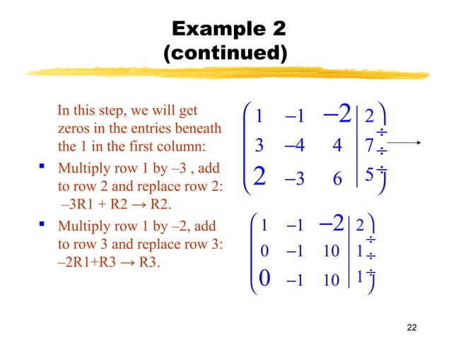 Systems of linear equations; matrices | PPT
