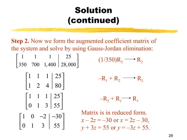 Systems of linear equations; matrices | PPT