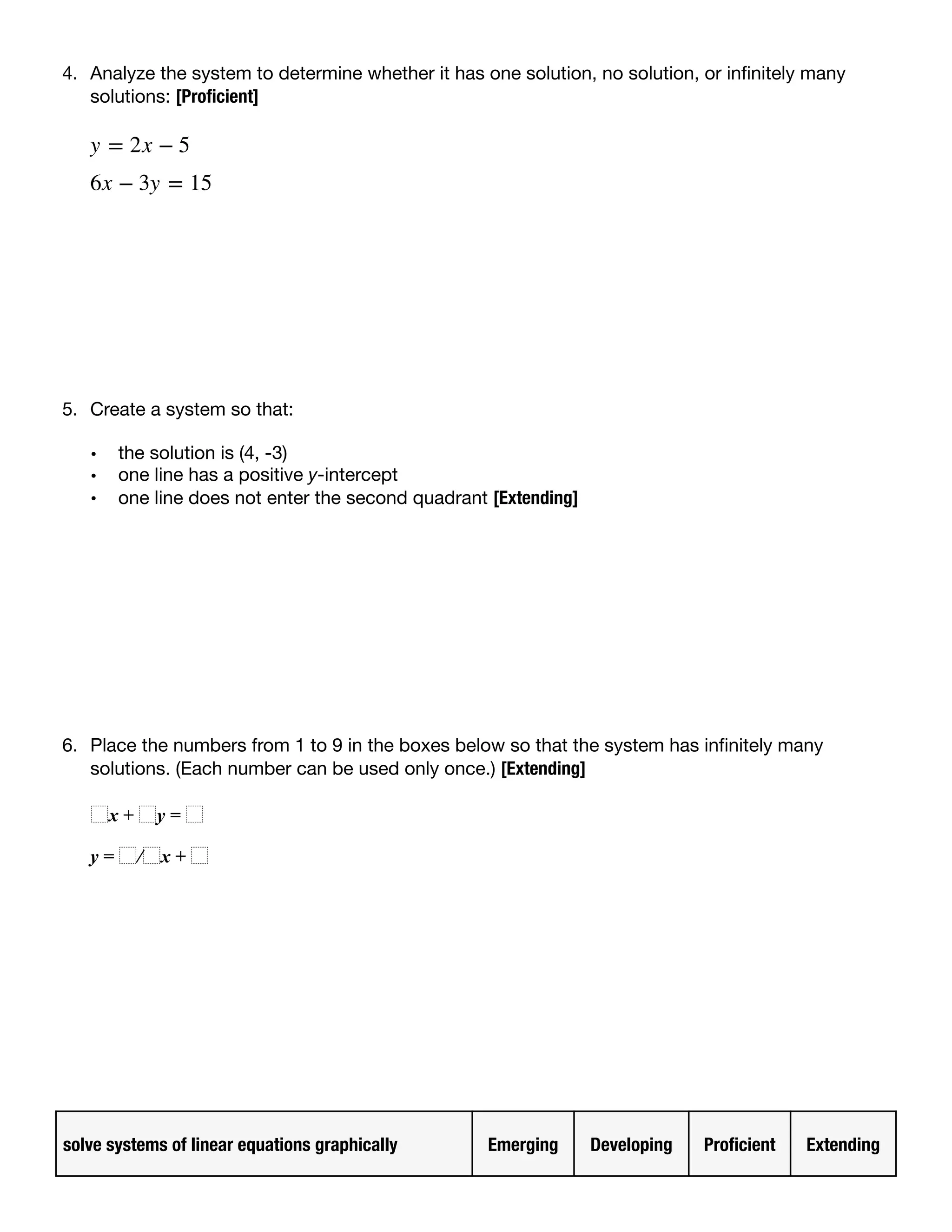 Systems of Linear Equations Unit Test